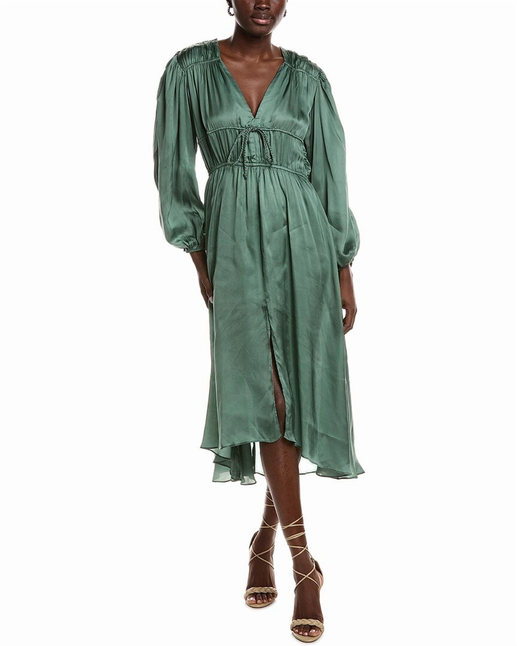 Maje Women's Satin-Look Maxi Dress - Khaki - Size 6 Maje Women's Satin-Look Maxi Dress - Khaki - Size 6