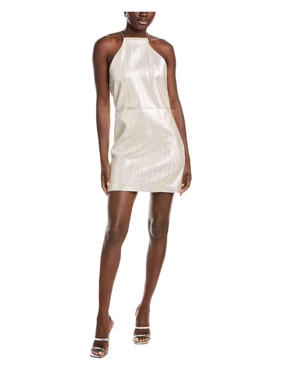womens Chain Halter Mini Dress, T34, Gray