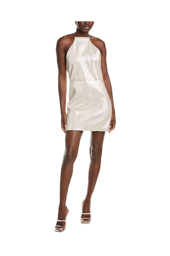 womens Chain Halter Mini Dress, T40, Gray