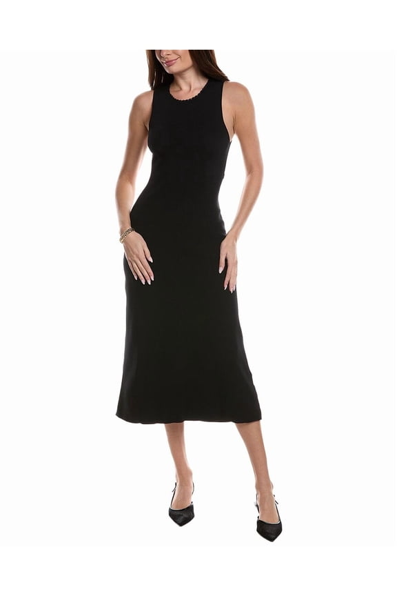 womens Knitted Maxi Dress, 42, Black