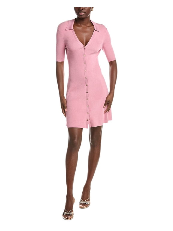 womens Knitted Rib Dress, T42, Pink