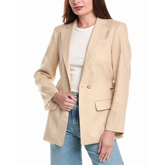 Maje womens  Linen-Blend Blazer, 38, Tan