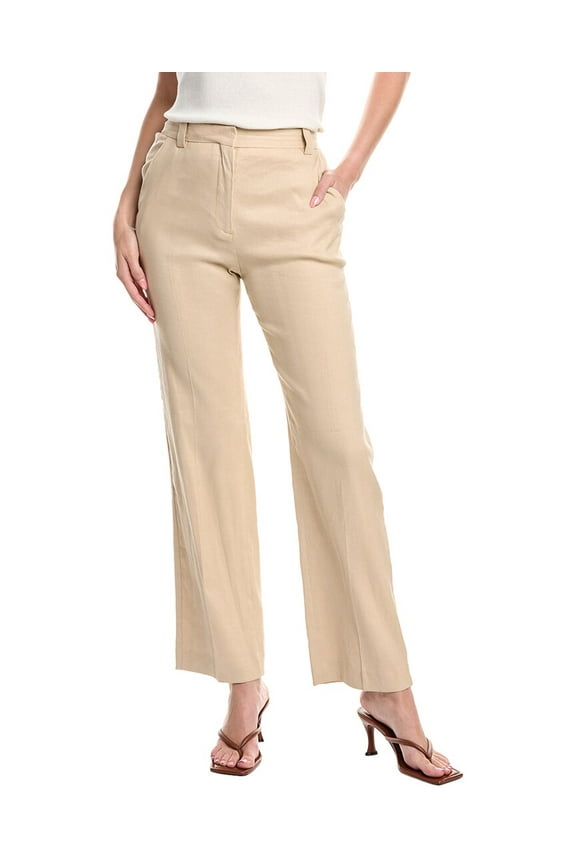 womens Linen-Blend Pant, 38, Tan