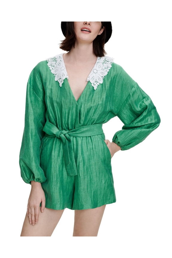 womens Linen-Blend Romper, T34