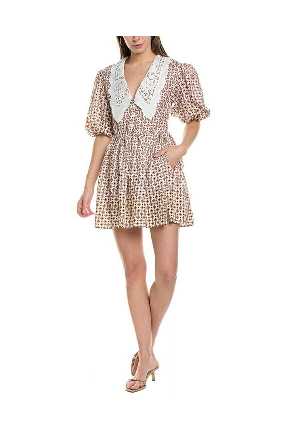 womens Linen Mini Dress, T40, White