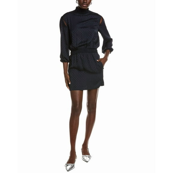 Maje womens  Logo Jacquard Mini Dress, 42, Blue