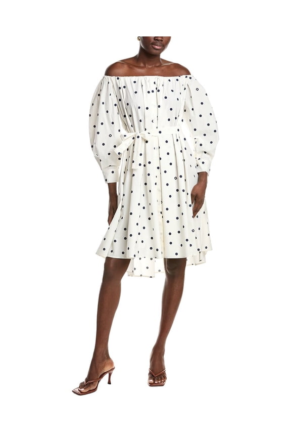womens Off-The-Shoulder Shirtdress, T1, Blue