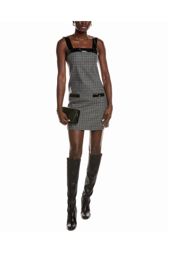 womens  Open Back Wool-Blend Mini Dress, 40, Grey