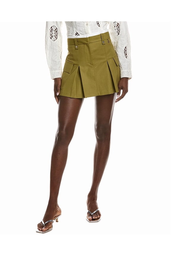 womens Pleated Skirt, 40, Green