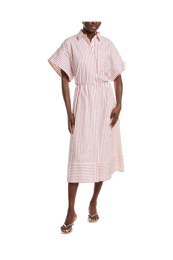 womens Rhinestone Midi Shirtdress, T36, Pink