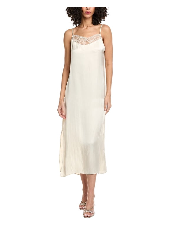 womens Ribbed Midi Tank Dress, 40, Beige