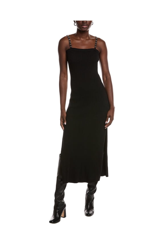 womens Ribbed Midi Tank Dress, 40, Black