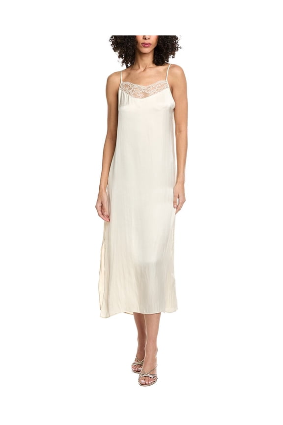 womens Ribbed Midi Tank Dress, 42, Beige