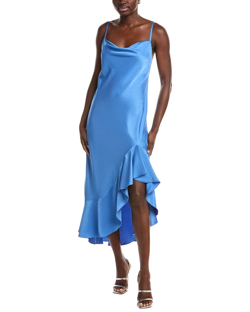 maje blue satin dress Mini satin dress with ruffles Blue For Women