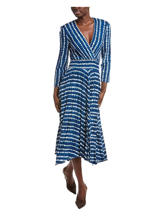 womens Surplice Midi Dress, T34, Blue