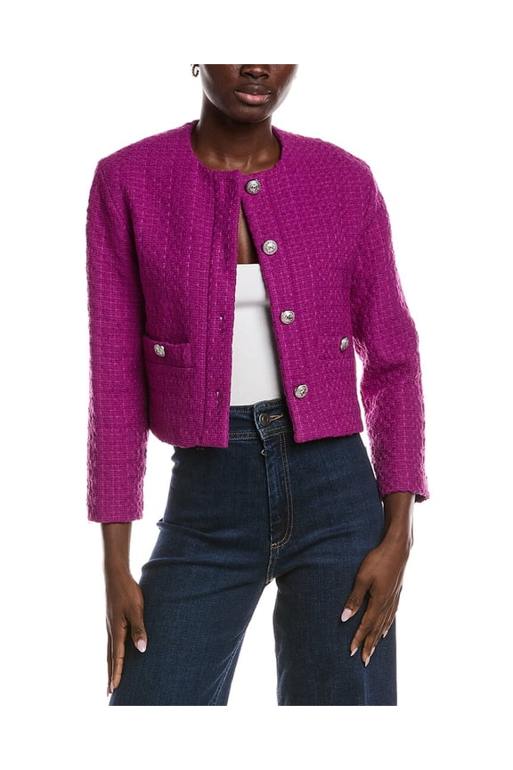 womens Tweed Blazer, 40, Purple