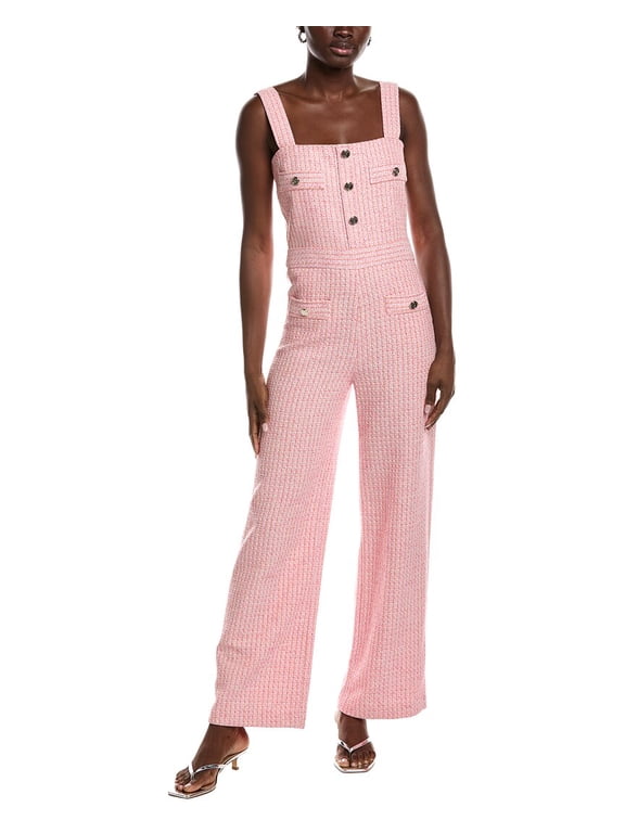 womens Tweed Jumpsuit, 40, Pink