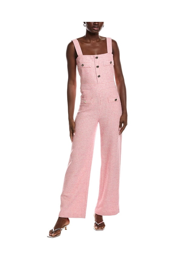 womens Tweed Jumpsuit, 40, Pink