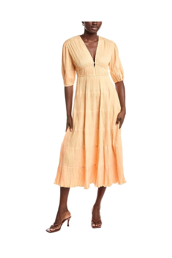womens Twisted Front Midi Dress, 36, Orange