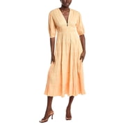 Maje womens Twisted Front Midi Dress, 40, Orange