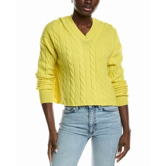 Maje womens V-Neck Sweater, 1, Yellow