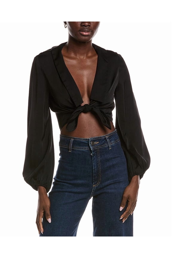 womens V-Neck Top, 2, Black