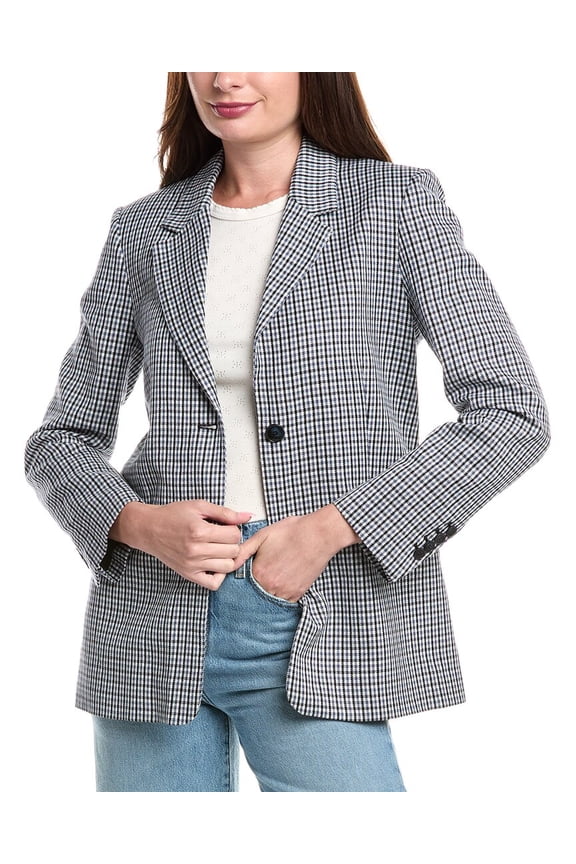 womens  Wool-Blend Blazer, 36, Blue