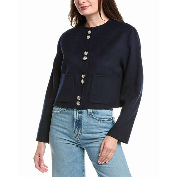 Maje womens  Wool-Blend Blazer, 38, Blue