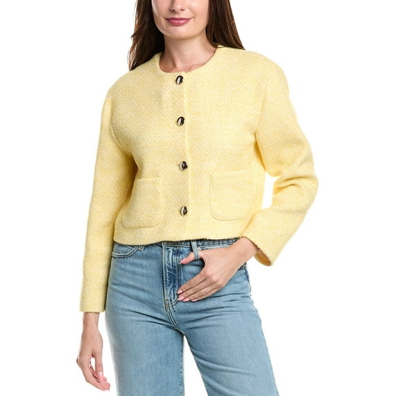 Maje womens Wool-Blend Blazer, 38, Yellow