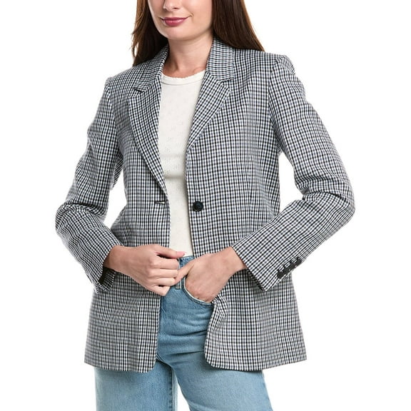 Maje womens  Wool-Blend Blazer, 40, Blue