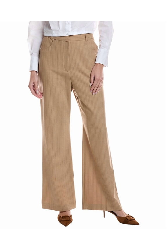 womens Wool-Blend Trouser, 40, Tan
