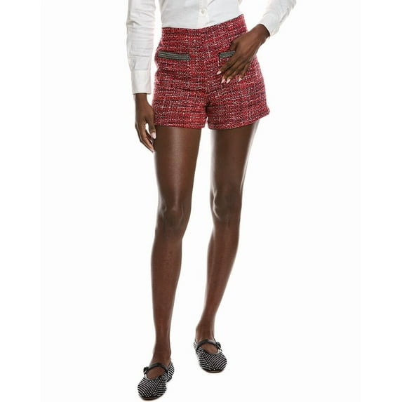 Maje womens Wool-Blend Tweed Short, 36, Red