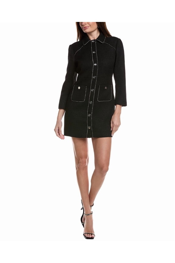 womens Woven Midi Dress, 36, Black