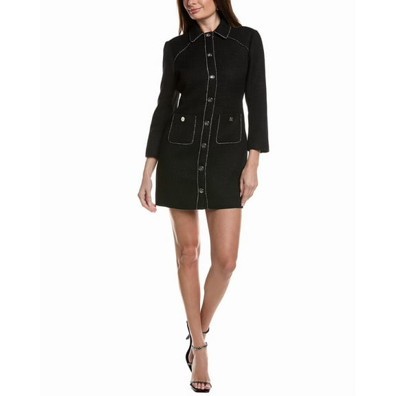 Maje womens  Woven Midi Dress, 40, Black