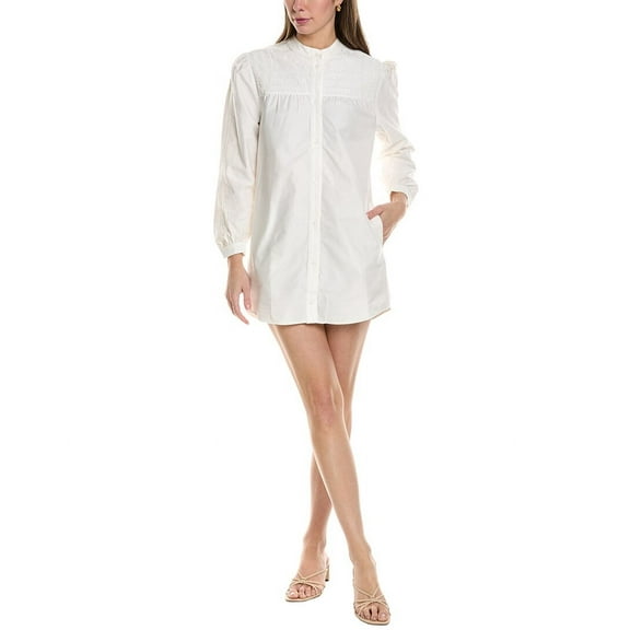 Maje womens  Woven Shirtdress, T36, White