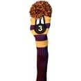 thumbnail image 1 of Majek #3 Hybrid Rescue Utility Purple & Yellow Golf Headcover Knit Pom Pom Retro Classic Vintage Head Cover, 1 of 2