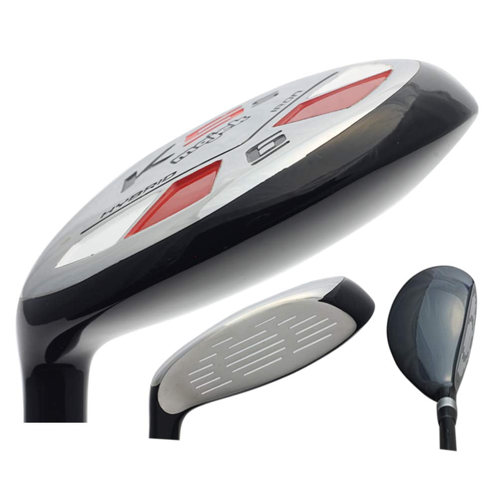 Majek Golf +1 inch Over Big & Tall Men's #6 Hybrid Stiff Flex Left Handed New Utility S Flex Club (Tall 6'0"+/+1" Over) with Midsize Black Pro Velvet Grip