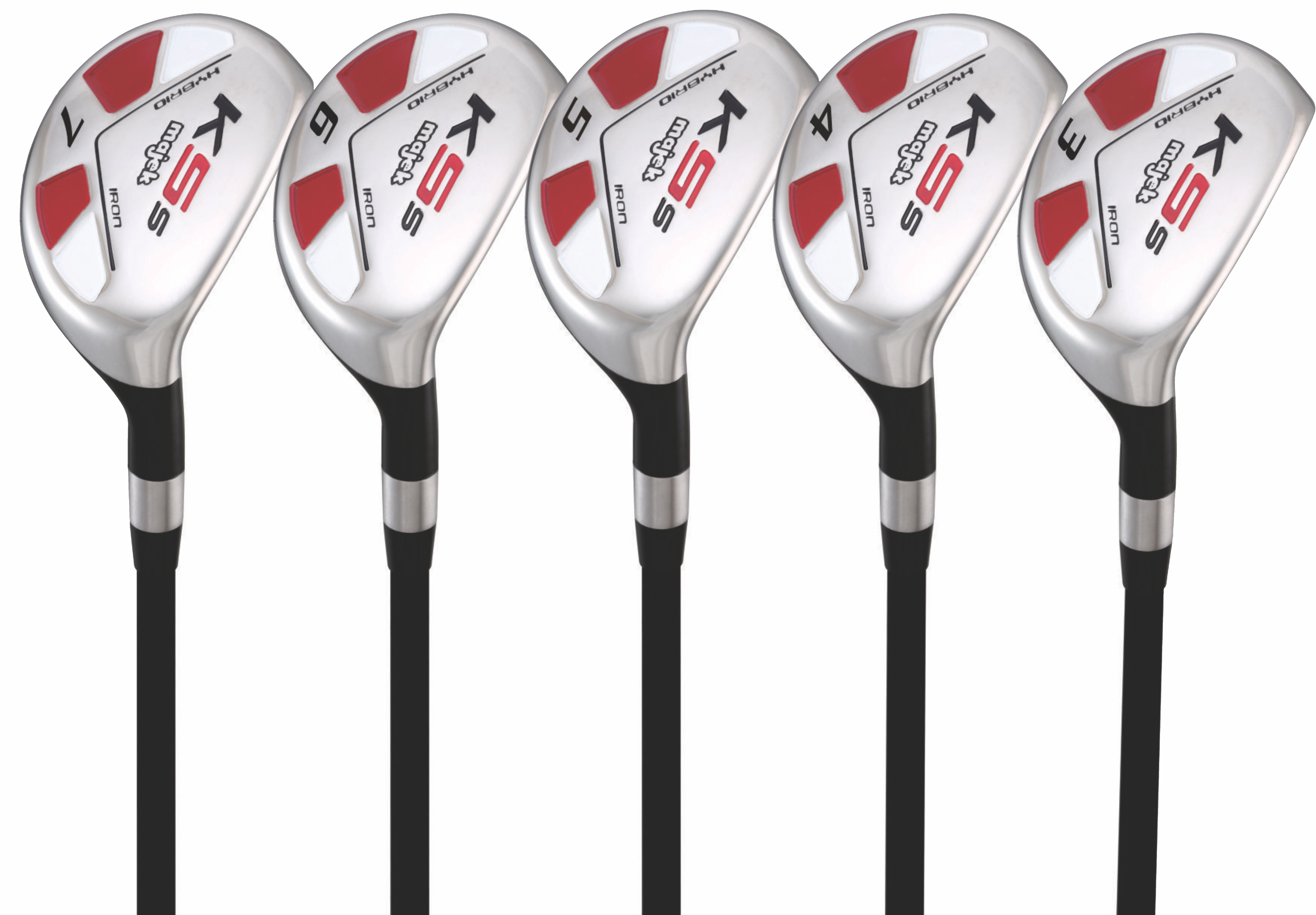 Majek Golf +1 inch Over Big & Tall Men's All True Hybrid Set, Includes: #3, 4, 5, 6, 7 Regular Flex Graphite Shaft Utility R Flex Club (Tall 6'0"+/+1" Over) Midsize Black Pro Velvet Grip