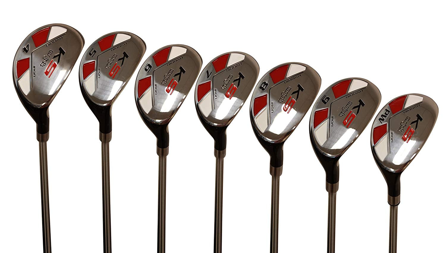 Majek Golf +1 inch Over Big & Tall Men's All True Hybrid Set, Includes: #4, 5, 6, 7, 8, 9, PW Regular Flex Graphite Shaft Utility R Flex Club (Tall 6'0"+ / +1" Over) Midsize Black Pro Velvet Grip