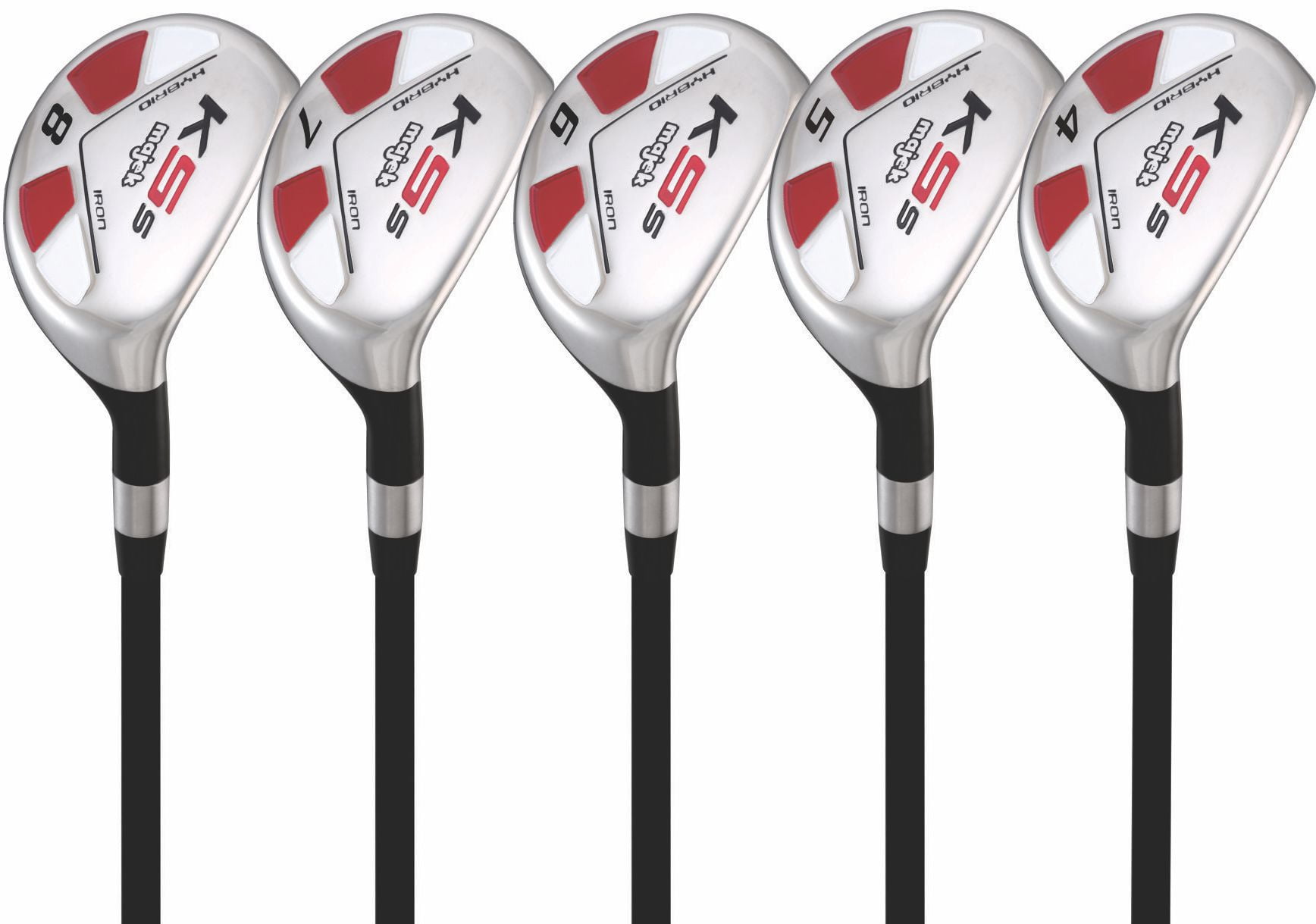 Majek Golf +1 inch Over Big & Tall Men's All True Hybrid Set, Includes: #4, 5, 6, 7, 8 Regular Flex Graphite Shaft Utility R Flex Club (Tall 6'0"+/+1" Over) Midsize Black Pro Velvet Grip