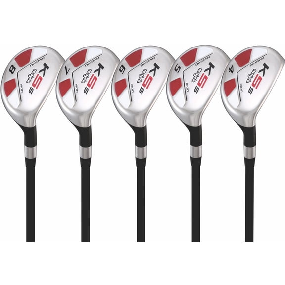Majek Golf +1 inch Over Big & Tall Men's All True Hybrid Set, Includes: #4, 5, 6, 7, 8 Regular Flex Graphite Shaft Utility R Flex Club (Tall 6'0"+/+1" Over) Midsize Black Pro Velvet Grip