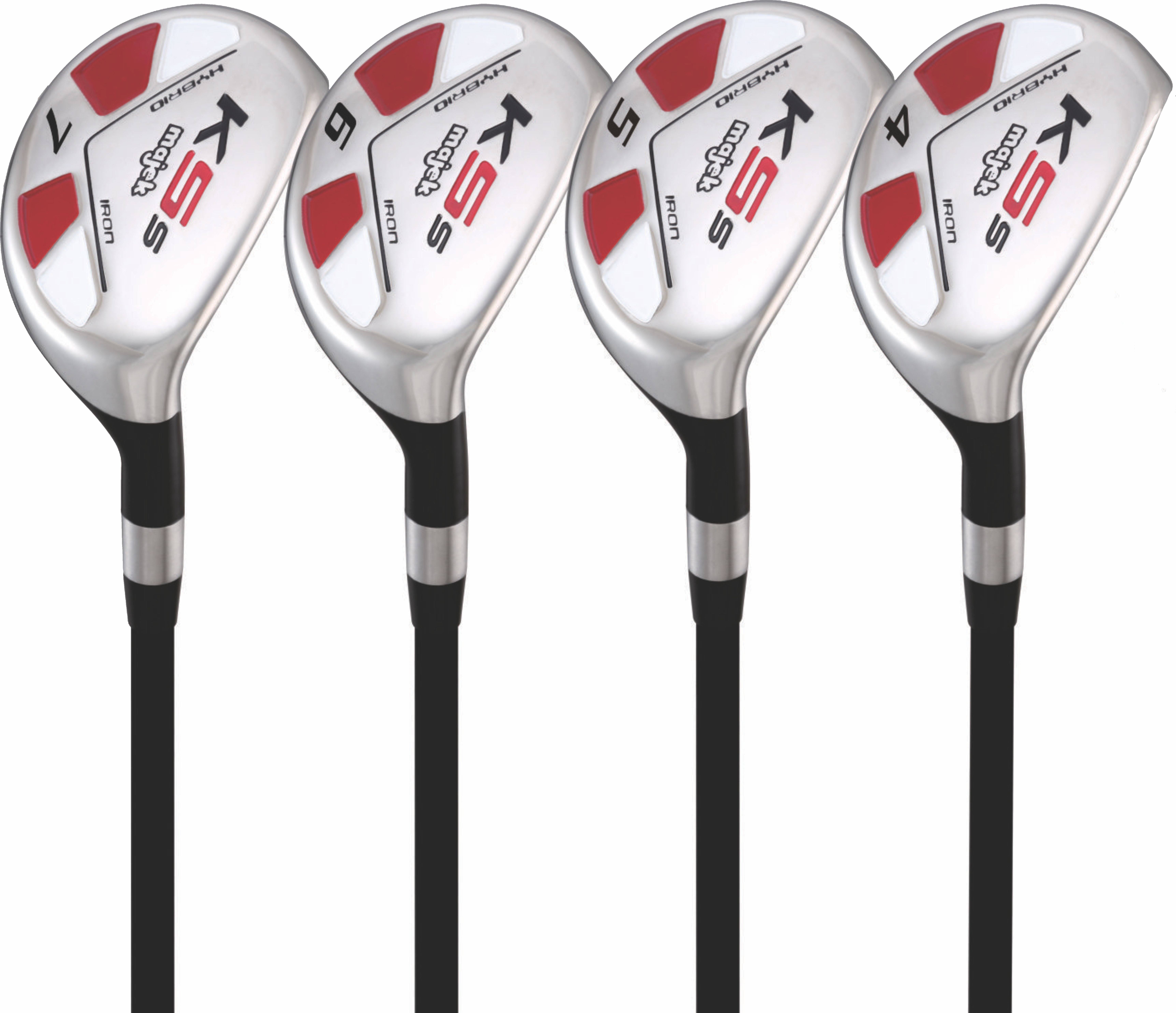 Majek Golf +1 inch Over Big & Tall Men's All True Hybrid Set, Includes: #4, 5, 6, 7 Regular Flex Graphite Shaft Utility R Flex Club (Tall 6'0"+/+1" Over) Midsize Black Pro Velvet Grip