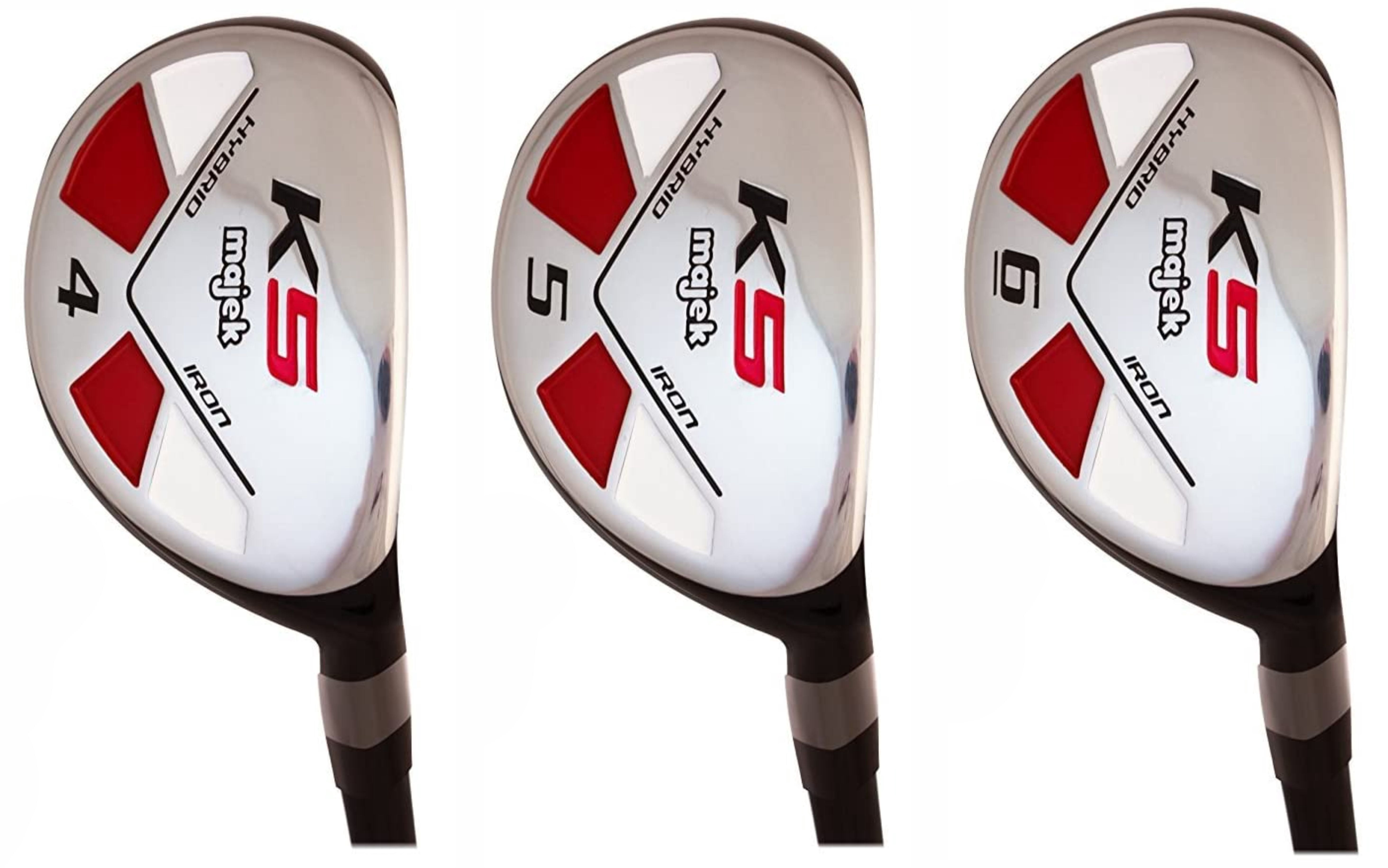 Majek Golf +1 inch Over Big & Tall Men's All True Hybrid Set, Includes: #4, 5, 6 Regular Flex Graphite Shaft Utility R Flex Club (Tall 6'0"+/+1" Over) Midsize Black Pro Velvet Grip