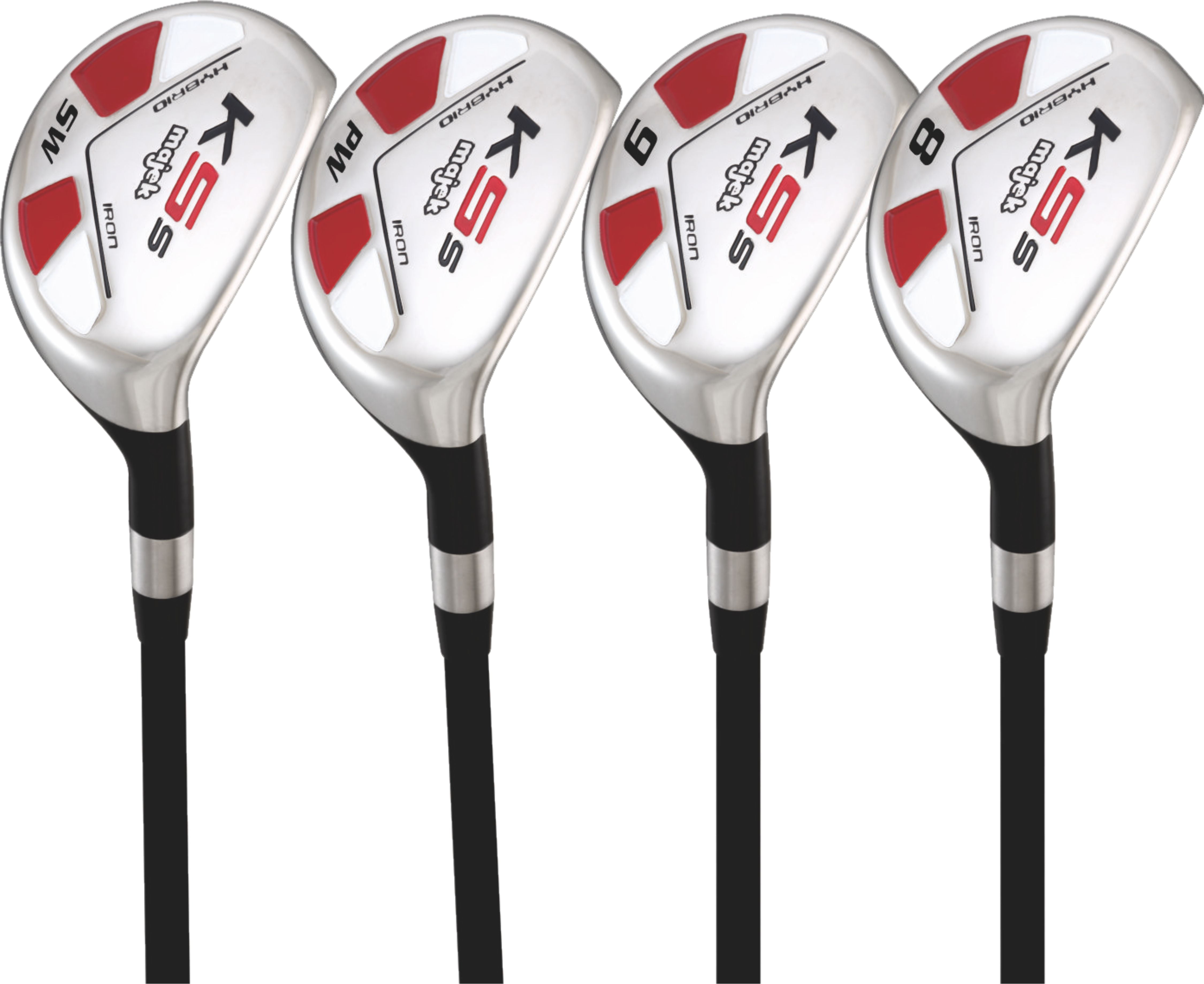 Majek Golf +1 inch Over Big & Tall Men's All True Hybrid Set, Includes: #8, 9, PW, SW Regular Flex Graphite Shaft New Utility R Flex Club (Tall 6'0"+/+1" Over) Midsize Black Pro Velvet Grip