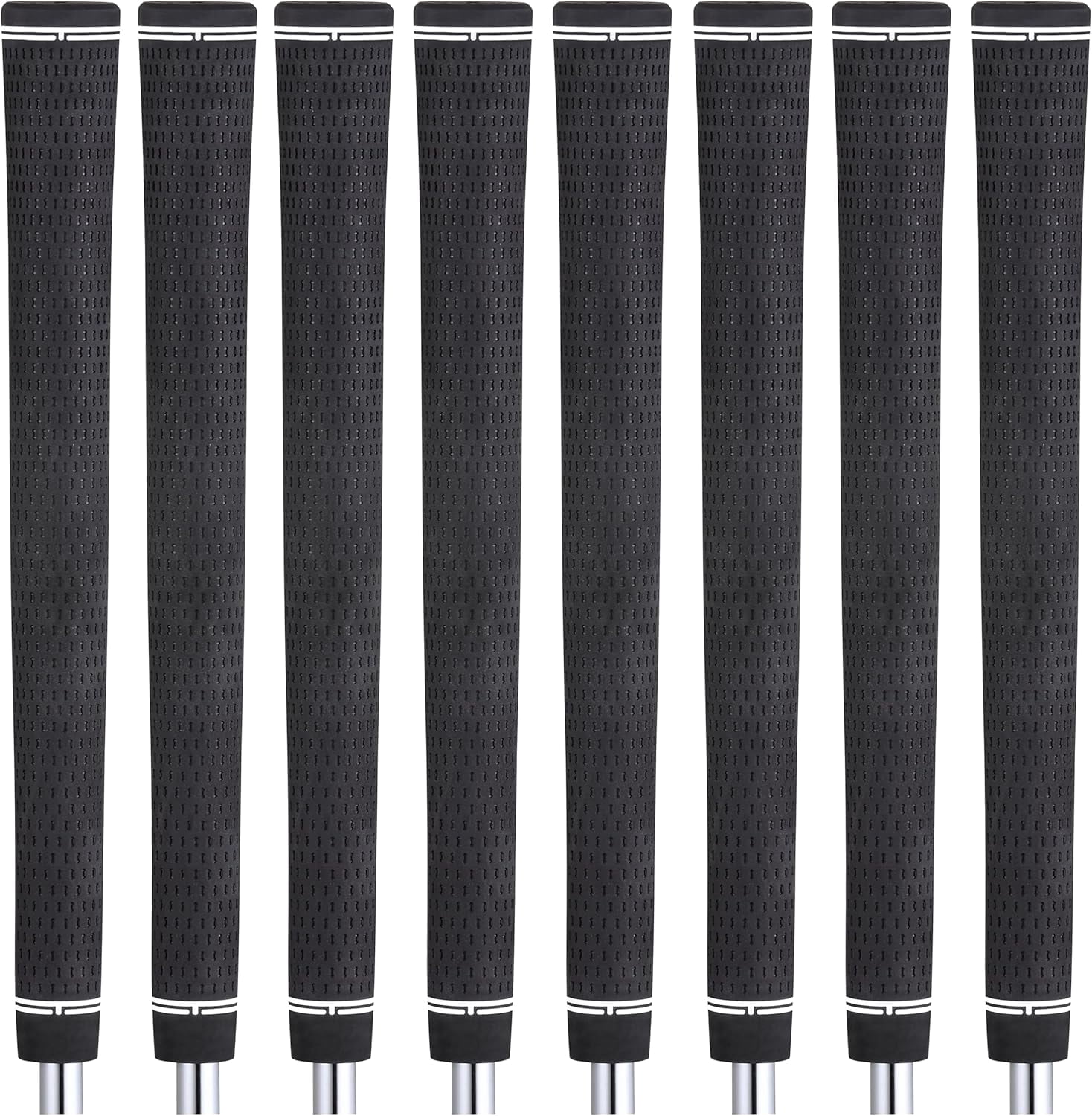 Majek Golf Club Grips Super Jumbo Extra Large Tour 360 Degree Black - NO LOGO - Round .600 Extra Large XL XXL Great for Tall Golfers with Big Hands - Premium Rubber Golf Grips - 8 Pack