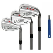 Majek Golf Men's Complete Wedge Set 52  Gap Wedge GW, 56  Sand Wedge SW, 60  Lob Wedge LW Right Handed Regular Flex Steel Shaft. + Free Wedge Groove Sharpener Blue