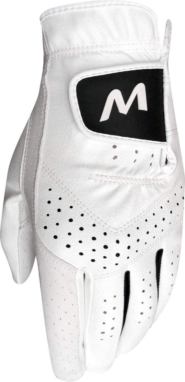 Majek Golf Mens Pro Tour White Cabretta Leather Golf Gloves Comfort Fit Breathable Ventilation for Maximum Feel - 6 Pack (XX Large, Wears on Left Hand)