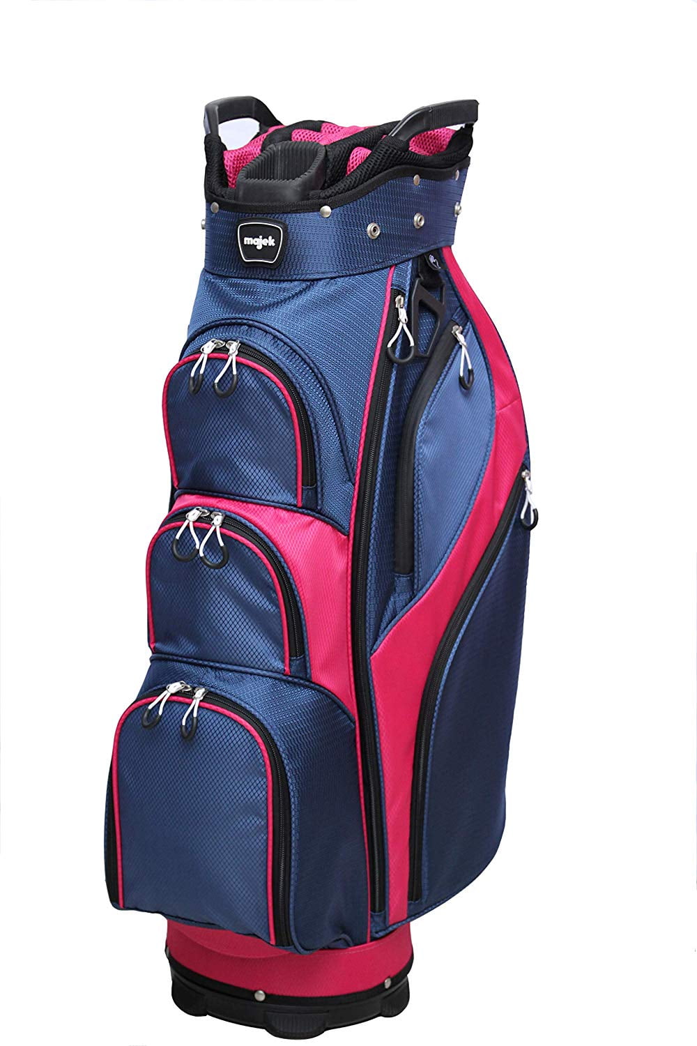 Majek Premium Ladies Navy Blue Pink Golf Bag 9.5 inch 14-way Friendly Separator Top with Putter Sleeve