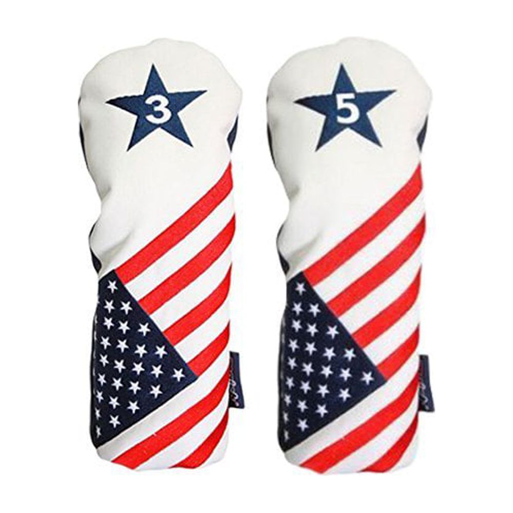 Majek USA Vintage Golf Driver Headcover USA 3 & 5 Headcover Patriot Golf Vintage Retro Patriotic Fairway Wood Head Cover Fits All Modern Fairway Wood Clubs - image 1 of 7