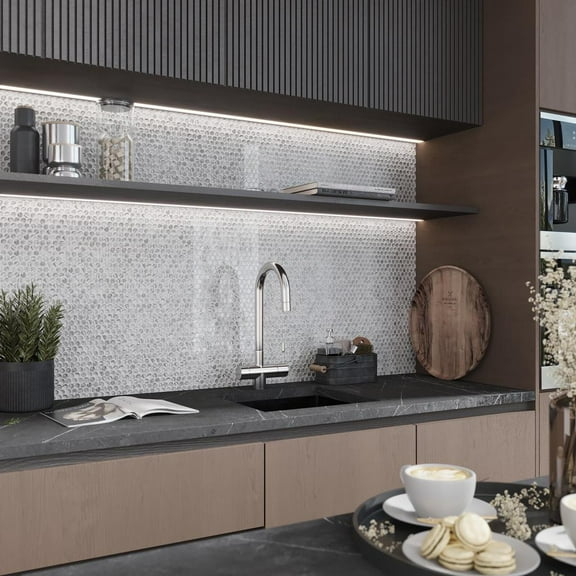 Majeste 12.2 in. x 12.2 in. Glossy Silver Glass Mosaic Wall and Floor Tile (10.34 sq. ft./case) (10-pack)